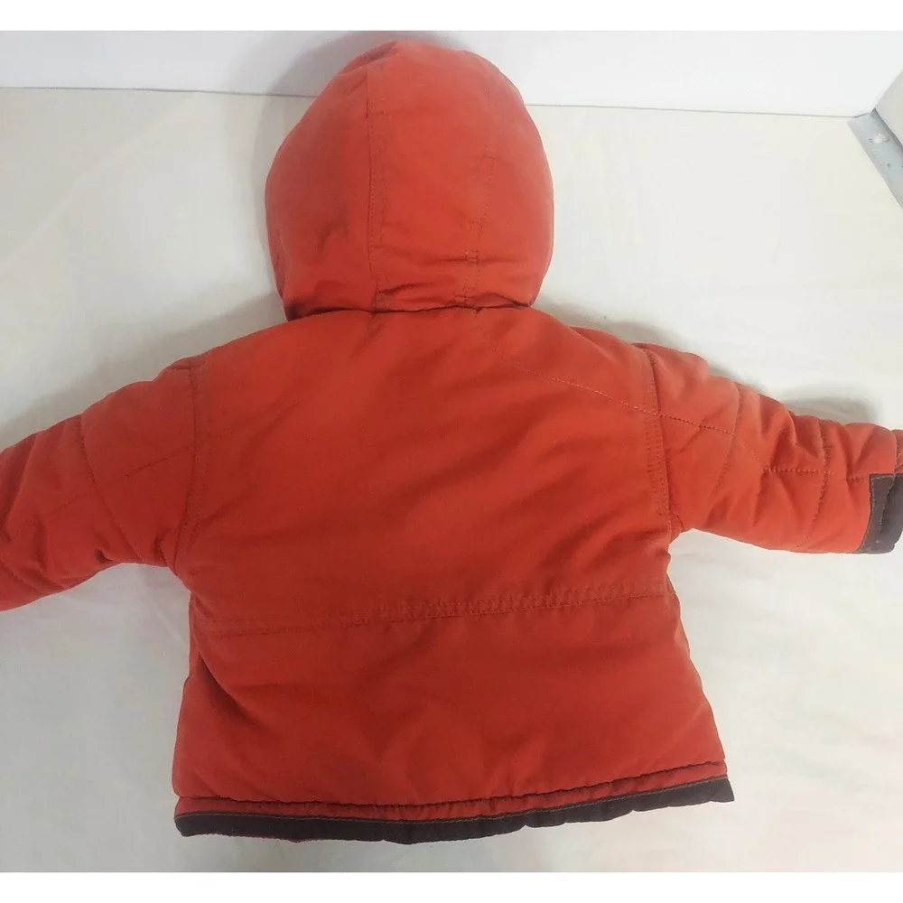 OshKosh B'gosh Puffer Coat Faux Fur Hooded Warm‎ Winter Jacket 12M orange READ!